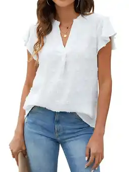 Walmart Fantaslook Blouses for Women Dressy V Neck Ruffle Sleeve Summer Tops Casual Flowy Shirts offer