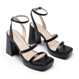 Walmart BURUDANI Women's Chunky Platform Heel Open Toe Ankle Strap Strappy Sandals Dress Shoes offer