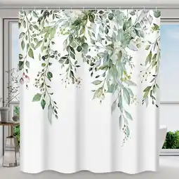 Walmart SIXLON Sage Green Shower Curtain with Hooks,Weighted-Hem Polyester Bathroom Curtain, 72 x 72 offer