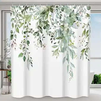 Walmart SIXLON Sage Green Shower Curtain with Hooks,Weighted-Hem Polyester Bathroom Curtain, 72 x 72 offer