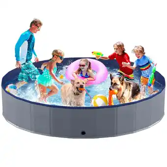 Walmart Niubya 97 x 16'' Foldable Dog Swimming Pool, Portable Bath Tub for Pets Indoor and Outdoor(Gray) offer