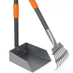 Walmart Niubya Pooper Scooper for Dog, Poop Scoop with 2 Pack Adjustable Long Handle, Black&Orange offer