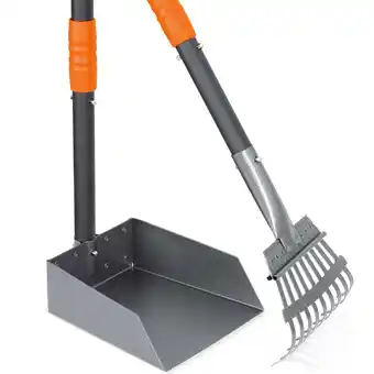 Walmart Niubya Pooper Scooper for Dog, Poop Scoop with 2 Pack Adjustable Long Handle, Black&Orange offer