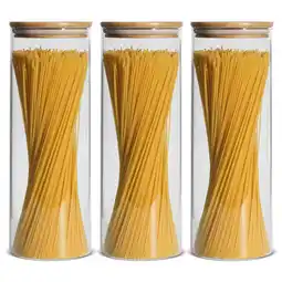 Walmart ComSaf Airtight Glass Storage Jars with Bamboo Lids, 74 oz, Set of 3 offer