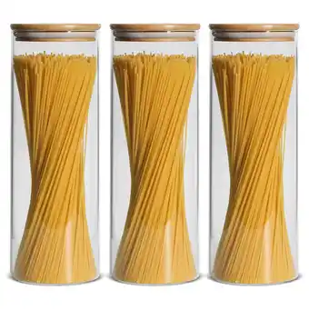 Walmart ComSaf Airtight Glass Storage Jars with Bamboo Lids, 74 oz, Set of 3 offer