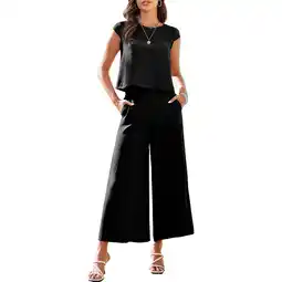 Walmart SHEWIN Womens Plus Size Outfits Summer Track Suits Two Piece Pants Sets for Women Set Black XL offer