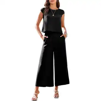 Walmart SHEWIN Womens Plus Size Outfits Summer Track Suits Two Piece Pants Sets for Women Set Black XL offer