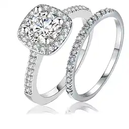 Walmart SFTING Halo Wedding Ring Set for Women Bridal Sets 925 Sterling Silver AAAAA Zirconia Size 7 offer