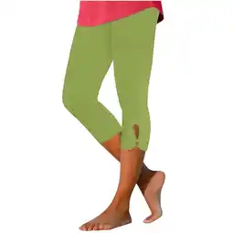 Walmart FAIWAD Women's Summer Beach Capri Casual Elastic Waistband Capri Leggings Stretch Slim Cropped Pants offer