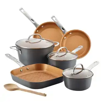 Walmart Ayesha Curry Home Collection 10 Piece Hard Anodized Aluminum Pots and Pans, Gray offer