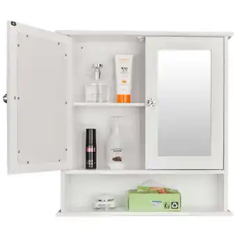 Walmart GoDecor 2-Door Mirrored Bathroom Storage Wall Cabinet with Shelves,White offer