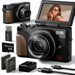 Walmart NBD Digital Camera 4K 56MP Cameras for Photography for Youtube with 32GB SD Card offer