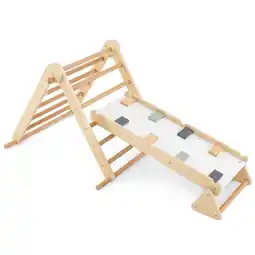Walmart Spaco 3-in-1 Pikler Triangle Climbing Set Kids Foldable Montessori Toys with Ramp, Natural offer