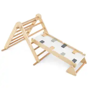 Walmart Spaco 3-in-1 Pikler Triangle Climbing Set Kids Foldable Montessori Toys with Ramp, Natural offer