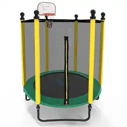 Walmart SereneLife 5FT 10FT Trampoline with Enclosure Net Outdoor Jump Rectangle Trampoline, Green offer