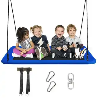 Walmart Spaco 60 Inches Platform Tree Swing Outdoor with 2 Hanging Straps-Blue offer