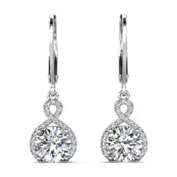 Walmart Cate & Chloe Alessandra 18k White Gold Plated Earrings with Simulated Diamond Crystals for Women offer