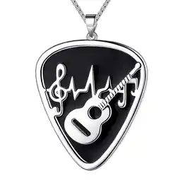 Walmart Jewmon Rock Guitar Pick Necklace for Men Women Punk Music Note Pendant Chain Jewelry Birthday Gift offer