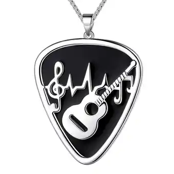 Walmart Jewmon Rock Guitar Pick Necklace for Men Women Punk Music Note Pendant Chain Jewelry Birthday Gift offer