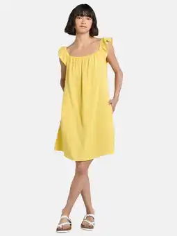 Walmart Time and Tru Women's Double Cloth Cotton Mini Dress with Flutter Sleeves, Sizes XS-XXXL offer