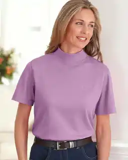 Walmart Blair Womens Essential Knit Short-Sleeve Mockneck Top offer