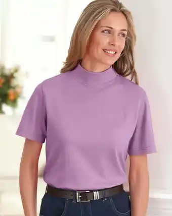 Walmart Blair Womens Essential Knit Short-Sleeve Mockneck Top offer