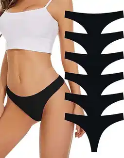 Walmart Sunm Boutique Seamless Thongs for Women No Show Thongs Nylon Stretch Thong Panties Underwear 6 Pack offer