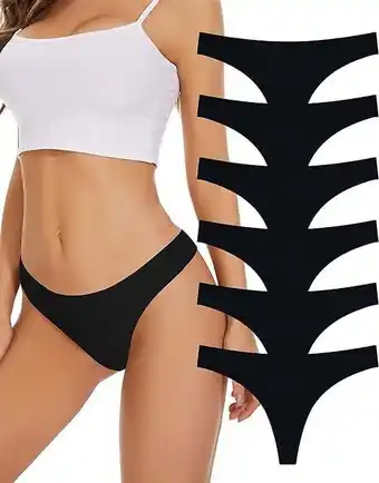 Walmart Sunm Boutique Seamless Thongs for Women No Show Thongs Nylon Stretch Thong Panties Underwear 6 Pack offer