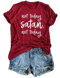 Walmart YourTops Women Not Today Satan Not Today T-Shirt Graphic Shirt for Women (2XL, 3-Blue) offer