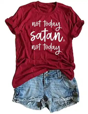 Walmart YourTops Women Not Today Satan Not Today T-Shirt Graphic Shirt for Women (2XL, 3-Blue) offer