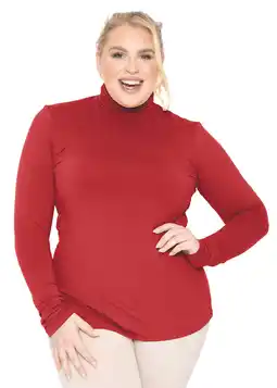 Walmart Stretch Is Comfort Women's Plus Size Warm Long Sleeve Turtleneck Top Red 4X offer