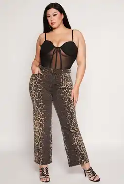 Walmart Womens Plus Size Leopard Print Two Tone Jeans offer