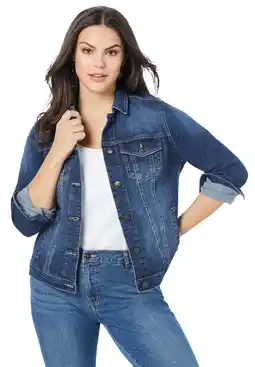 Walmart Roaman's Women's Plus Size Essential Stretch Denim Jacket offer