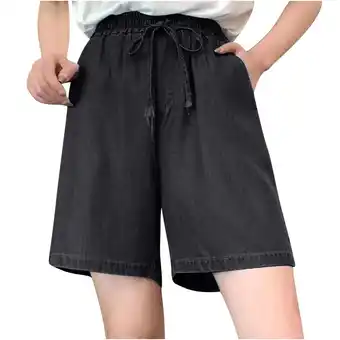 Walmart Sakmal Black Shorts Womens Bermuda Jeans Knee Length High Waisted 10 Plus Size Shorts with Pockets offer