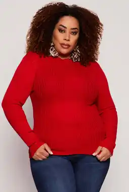 Walmart Womens Plus Size Lurex Ribbed Mock Neck Sweater offer