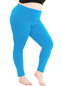 Walmart Stretch Is Comfort Women's Cotton/Spandex Plus Size Leggings Ocean Blue 4X offer