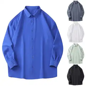 Walmart Fanxing Big And Tall Shirts Long Sleeve Button Dwon Shirts Black Mens Business Casual Dress Shirts M offer