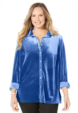 Walmart Catherines Women's Plus Size Petite Anywear Velvet Buttonfront Shirt offer