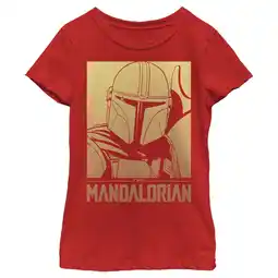 Walmart Girl's Star Wars: The Mandalorian Din Djarin Gold Poster Graphic Tee Red X Small offer