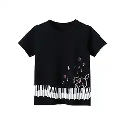 Walmart ZPWKLM Cute Shirt For Half Sleeve Black Piano Cartoon Animal Print Blouse For Infnants size 18-24M offer