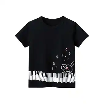 Walmart ZPWKLM Cute Shirt For Half Sleeve Black Piano Cartoon Animal Print Blouse For Infnants size 18-24M offer