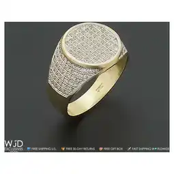 Walmart Men's 10K Yellow Gold 1.50Ct White Pave Created Diamond Signet Ring Size 8-12 offer