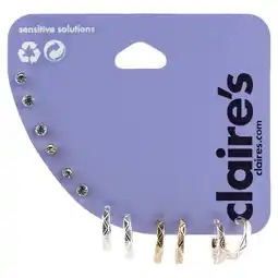 Walmart Claire's Women's Mixed Metal Aztec Hoop and Stud Earrings Set, Post Back 6 Pack 98306 Adult Female offer