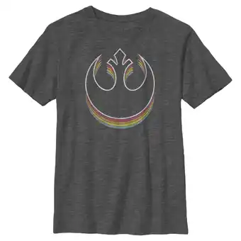 Walmart Boy's Star Wars: A New Hope Distressed Rainbow Rebel Logo Graphic Tee Charcoal Heather X Large offer