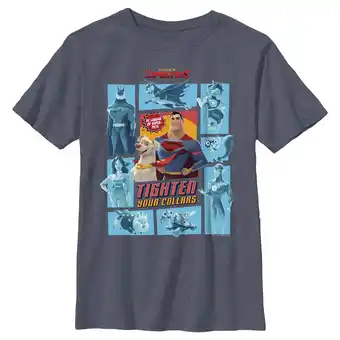 Walmart Boy's DC League of Super-Pets Tighten Your Collars Panels Graphic Tee Navy Blue Heather Small offer