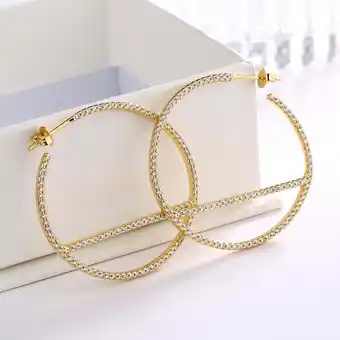 Walmart 14K Gold Hoop Earring with posts and crystals from Swarovski offer