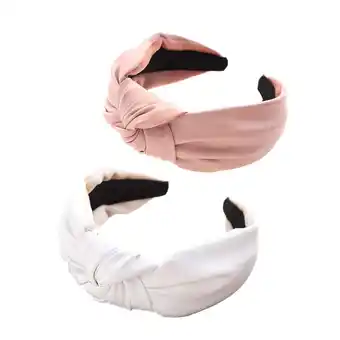 Walmart unbranded 2 Pcs White Knotted Headband Leather Fitness Women's offer