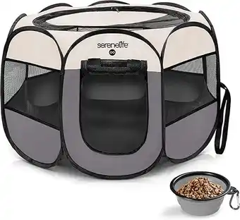 Walmart SereneLife 8-Panel Polyvinyl Large Portable Foldable Pet Tent Grey offer