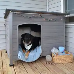 Walmart Aivituvin Wooden Dog House Anti-chewing Kennels for Outdoor & Indoor, Gray, Large offer
