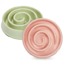 Walmart Interactive Dog Bowl, Spiral Slow Feeder Pet Dish (Pink and Green) offer